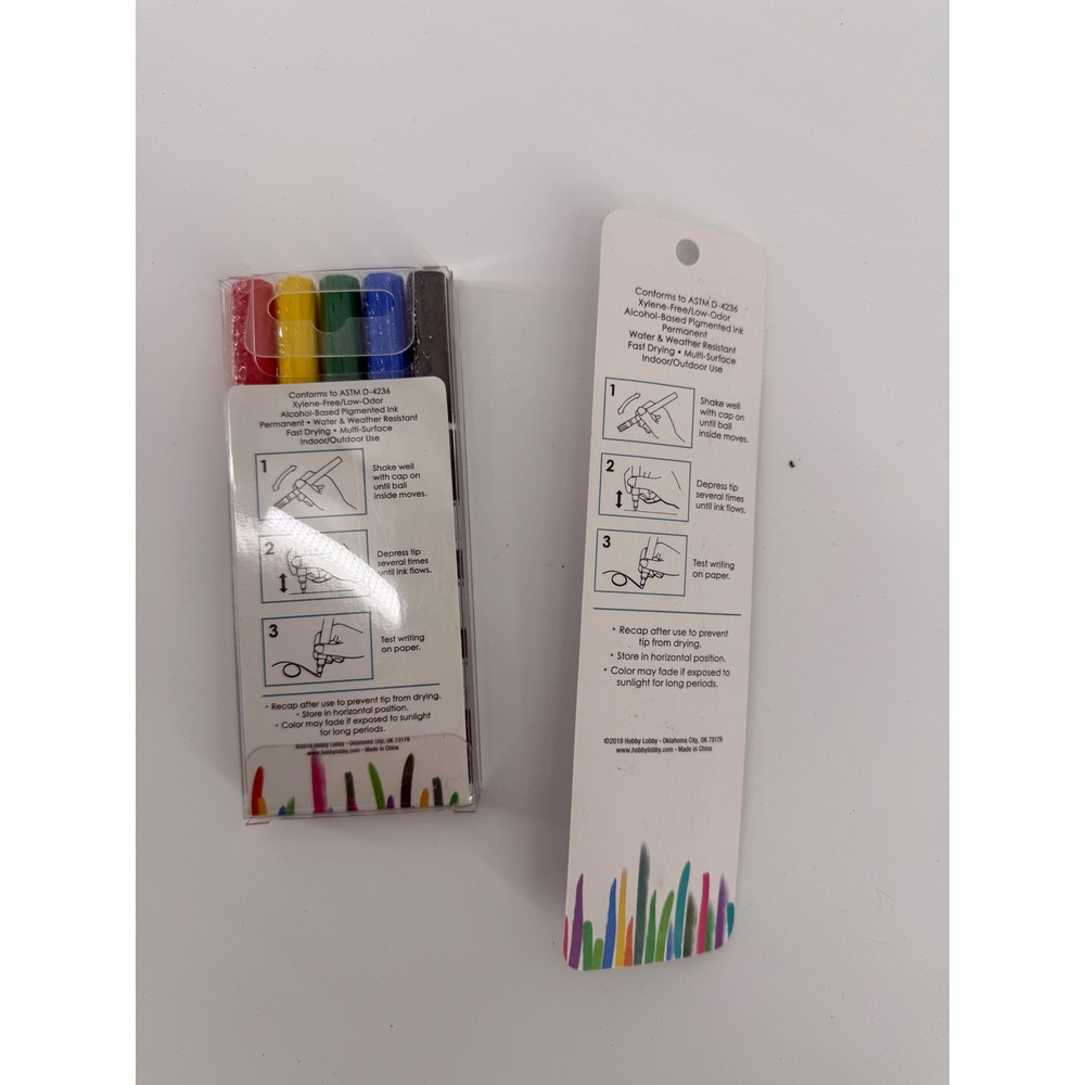 Hobby Lobby Paint Marker Set 5pc Multicolor & Antique White Fine Tip Permanent